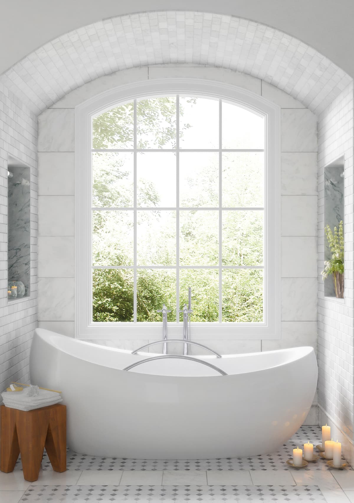 a room with a large window