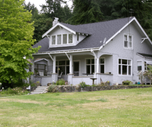 a house with a grass field